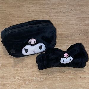 Kuromi Cute Black Kids Plush Pouch and Headband Set